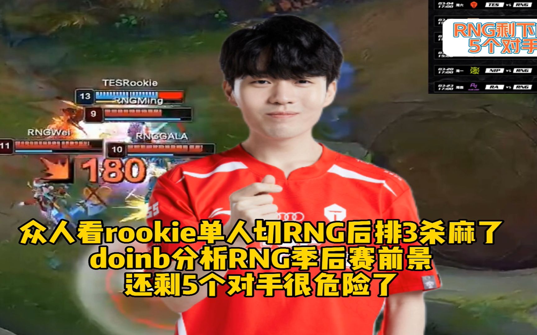 Rookie连续十二场比赛得分超过高光表现，RNG挑战极限！的简单介绍